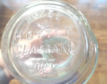 Vintage Mckee Glasbake Hottle Bottle, Black Squiggles, Aqua Grip