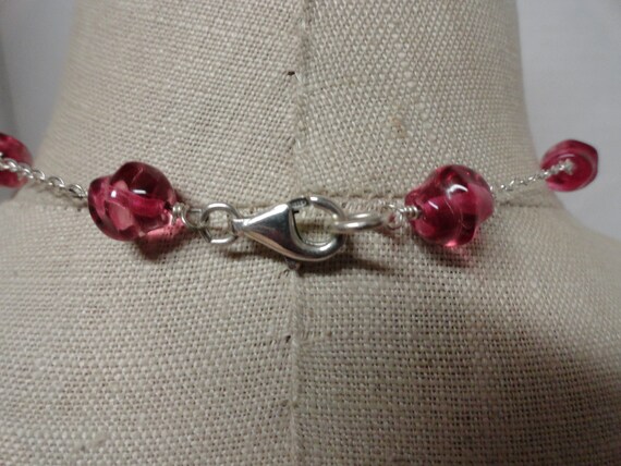 Vintage Women's Sterling Silver & Pink Glass Bead… - image 5