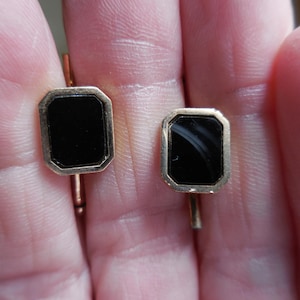 Vintage Gold Filled Shirt Studs Men&#39;s Black Walter E. Hayward 1960s Man&#39;s Accessories Set Gold Tone Black Onyx or Glass Tuxedo Suit