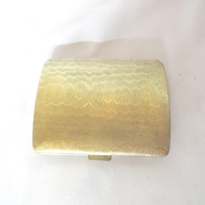 Vintage Revlon Powder Compact, Gold Tone Metal with Mirror, 1960s-70s, Rectangle