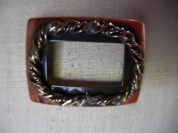 Vintage Women's Genuine Copper Rectangle Pin Twis… - image 1
