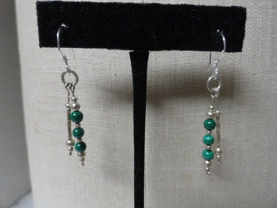 Vintage Women's Sterling Silver & Malachite Stone… - image 1