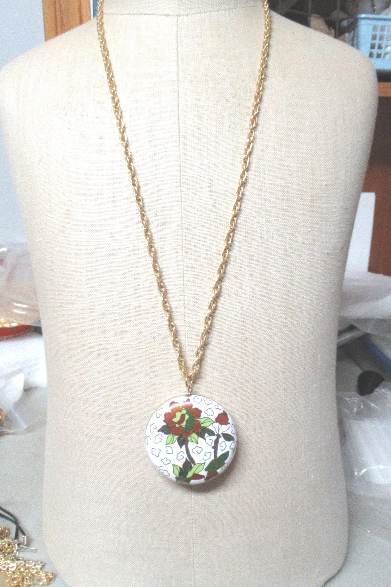 Collier Vintage Années 70 - Émail Cloisonné - Pièce Ancienne