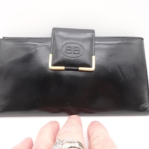 Vintage Women's Wallet, Buxton Black Leather, NOS, Checkbook Holder, Photos, 1980s-90s