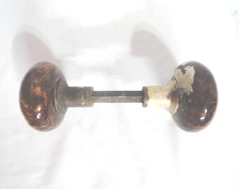 Vintage Bennington Pottery Doorknobs Set, Retro Ceramic