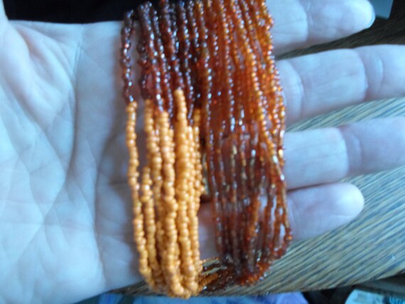 Vintage Women's Orange & Brown Glass Beaded Neckl… - image 3