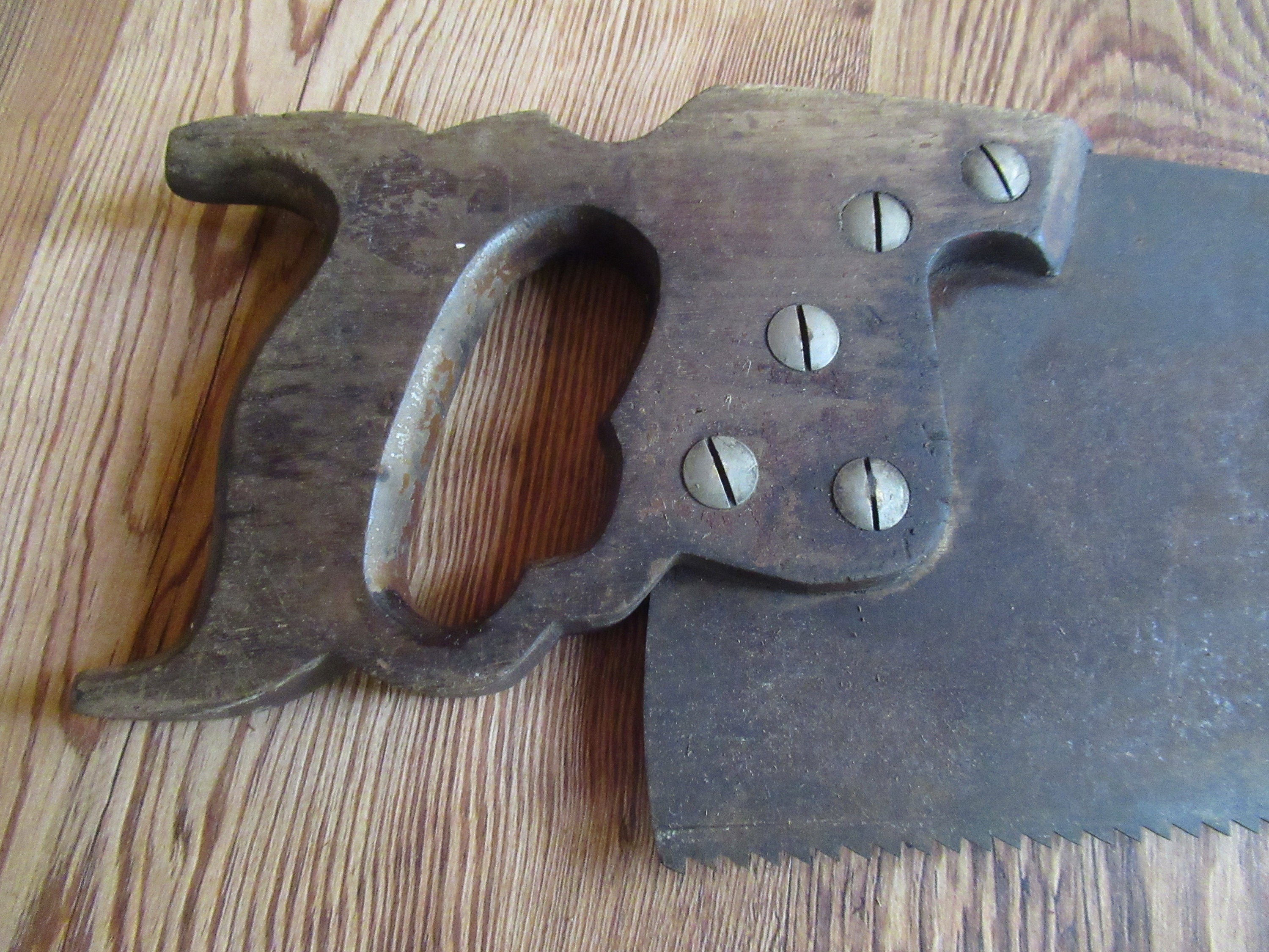 Vintage Disston Wood & Metal Hand Hand Saw USA Made