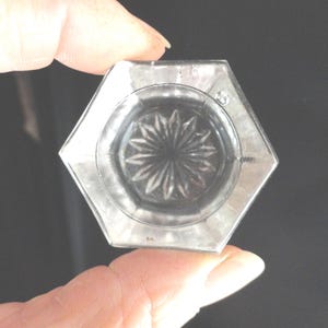 Vintage 6 Sided Salt Cellar Salt Dip Clear Glass Dining Room Repurpose Heavy Pressed Glass Display Tiny Objects
