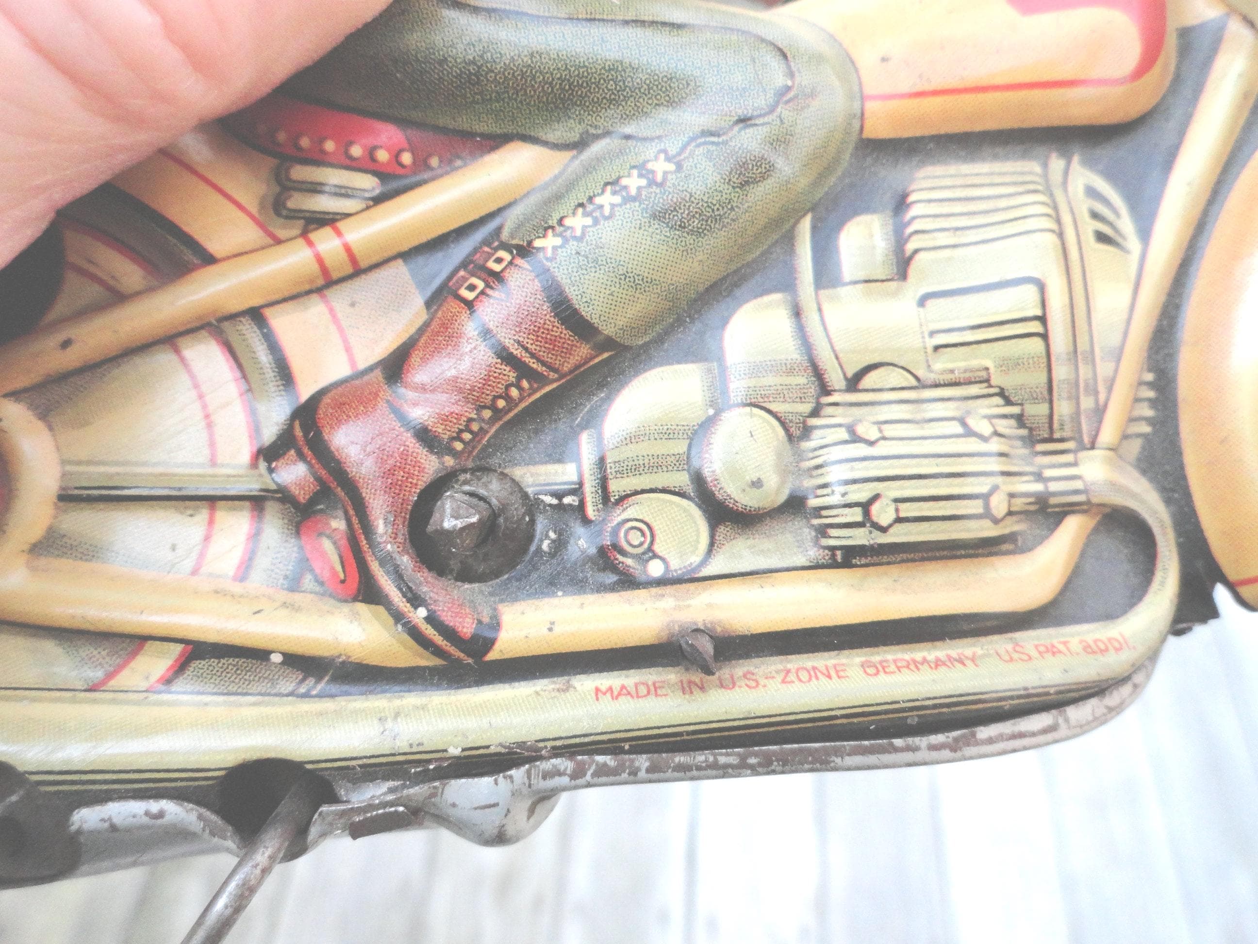 80s 希少ビンテージ 西ドイツ製  Stefan Edber Vintage German Technofix G.E. 255 Motorcycle Tin Toy, Metal Wind