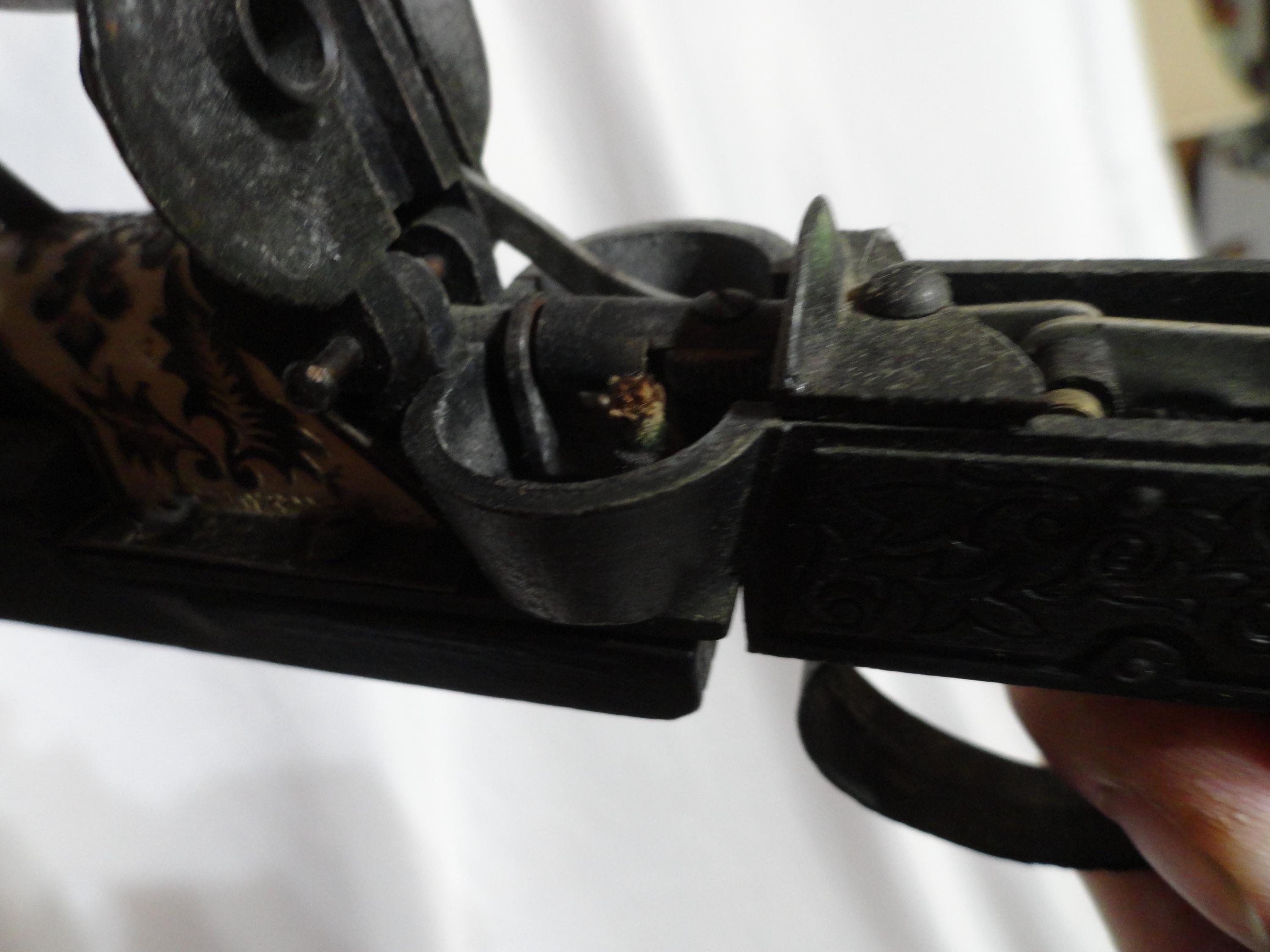 Vintage Flintlock Shape Lighter Wood & Metal Not Perfect