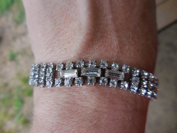 Silver rhinestone bracelet deals