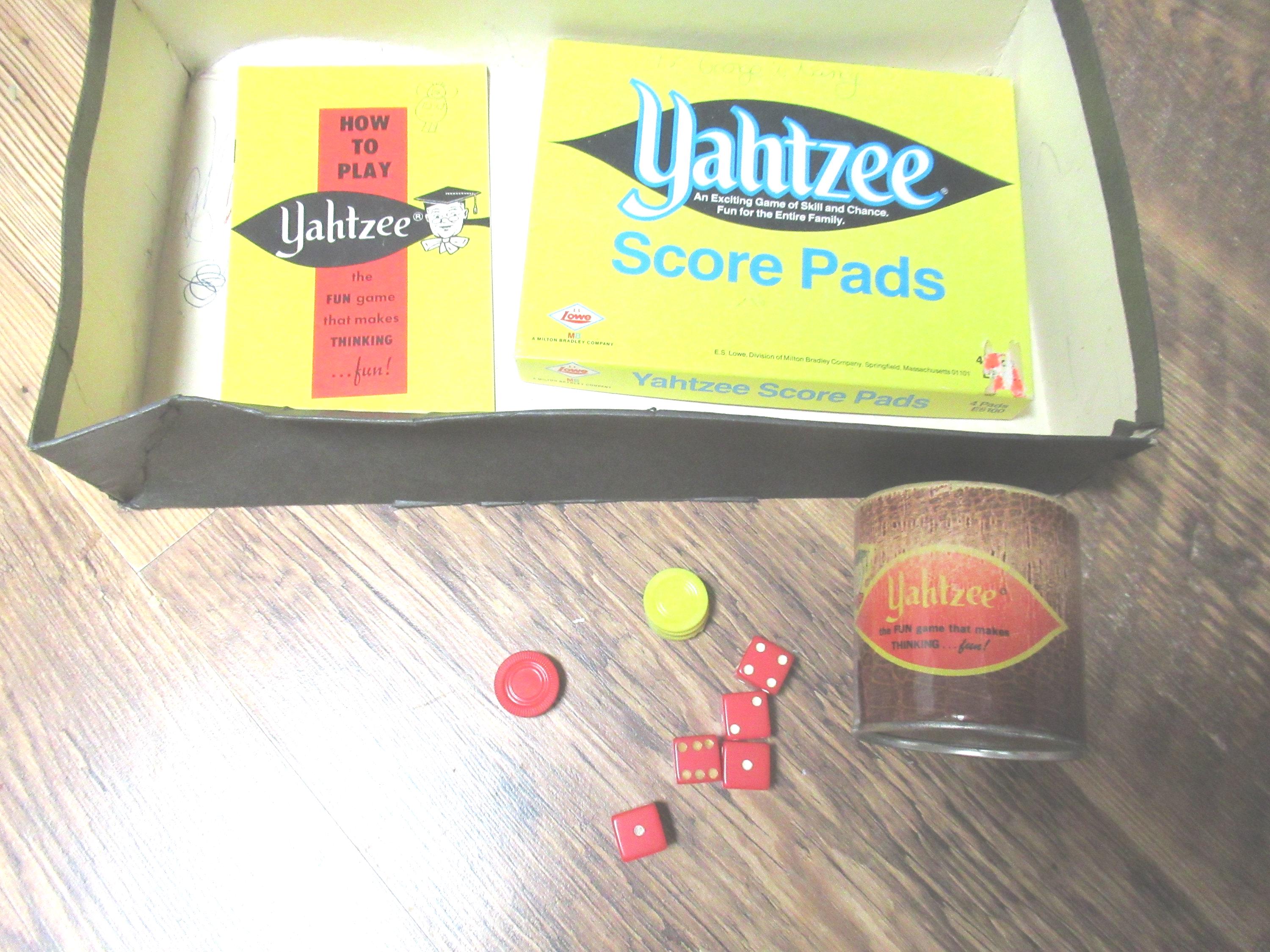 Vintage Yahtzee Game Ages 8 to Adult Skill & Chance Lowe Co