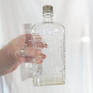 Vintage 1930s Seagram's Glass Bottle, Clear Embossed with Cap