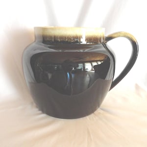 Vintage Pfaltzgraff Pottery Bean Pot, Brown Drip Glaze, Single Handle, Large, 1950s-60s, No Lid