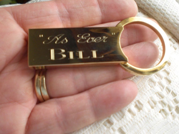 Vintage Men's Bill Brass Keychain Fob Engraved wi… - image 3
