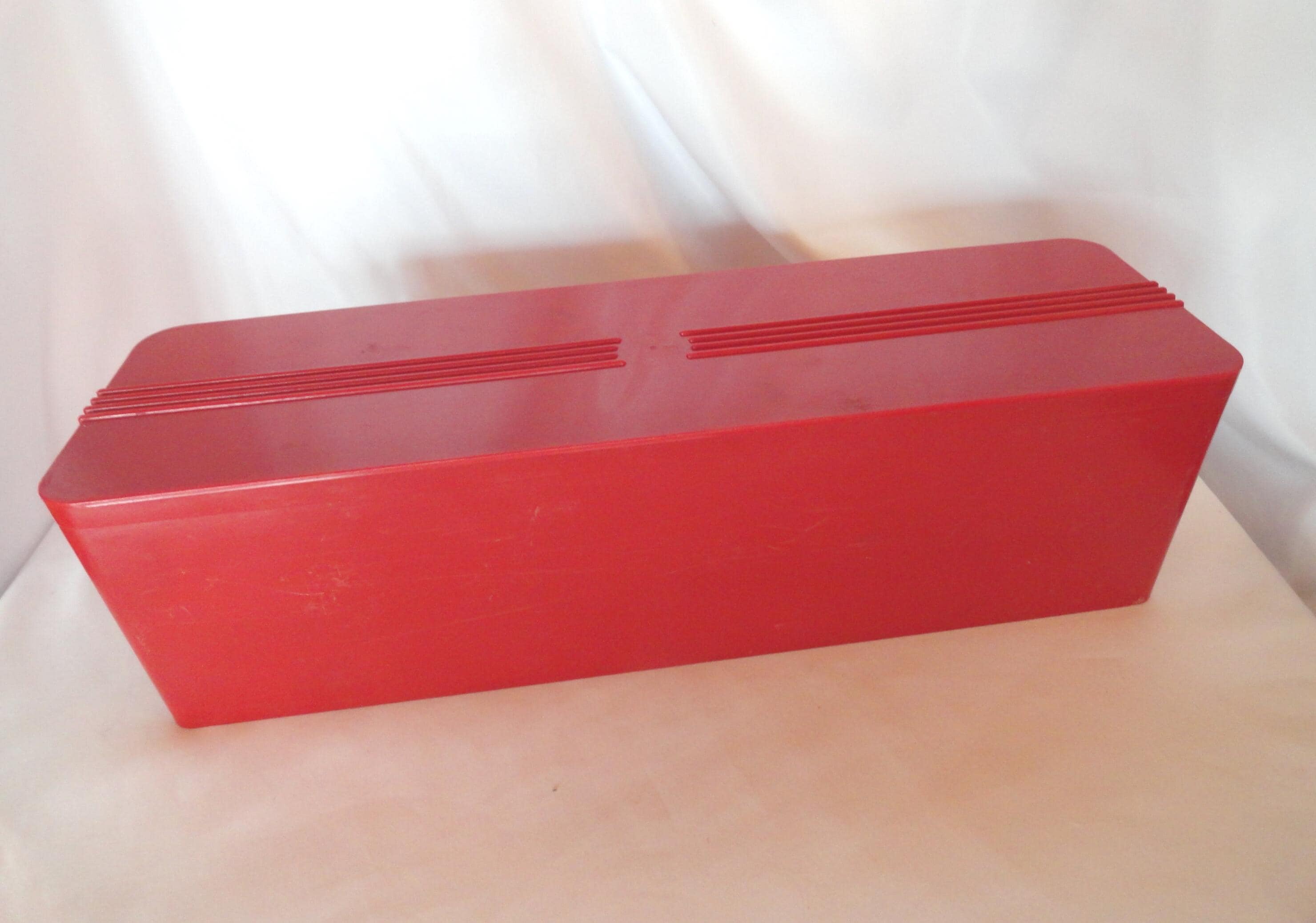 Vintage ATBCO Red Plastic Storage Box Art Deco Looking