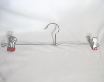 Vintage Clothes Hanger with 2 Clips, Metal, Skirt Hanger, Pants, Swivel Neck