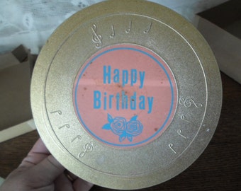 Vintage Plastic Happy Birthday Music Box Plays Happy Birthday To You In Original Box On & Off Switch 1970s Wind Up Birthday Cake Turner