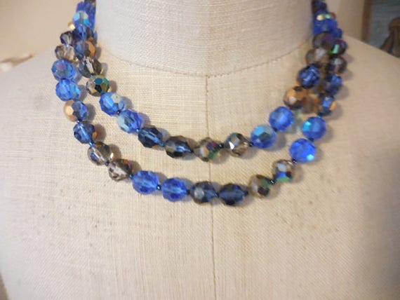 Vintage Women's Marvella Blue & Gray Necklace Dou… - image 1