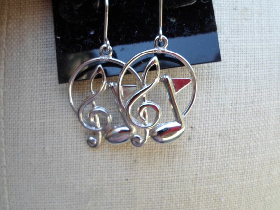 Vintage Women's Sterling Silver Clef Staff & Note… - image 4