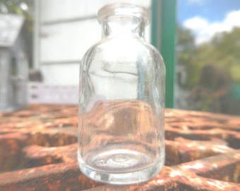 Vintage Tiny Bottle No Stopper Vase Crafting Clear Glass Small Teenie 1960s to 1970s (1) Crafts Tiny Display Wedding Favors