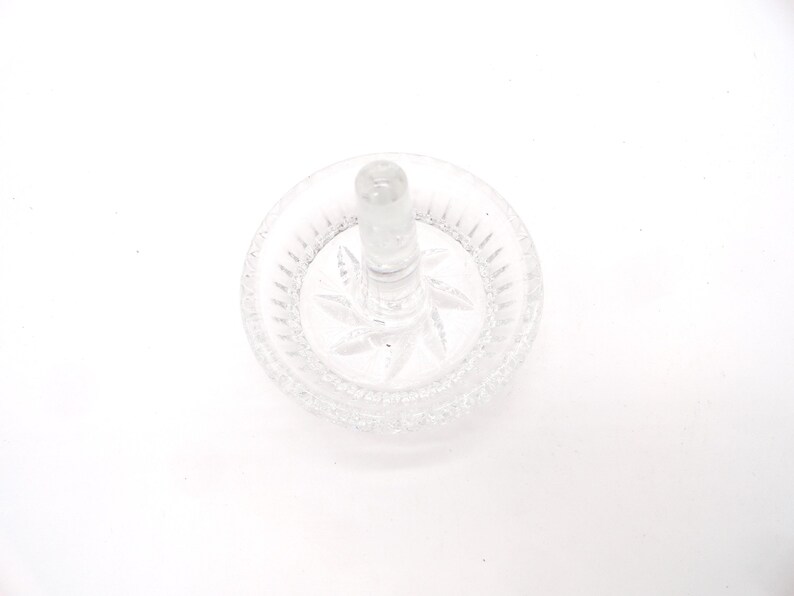 Vintage Crystal Ring Dish Holder, Clear Pinwheel, Etched Bottom image 2