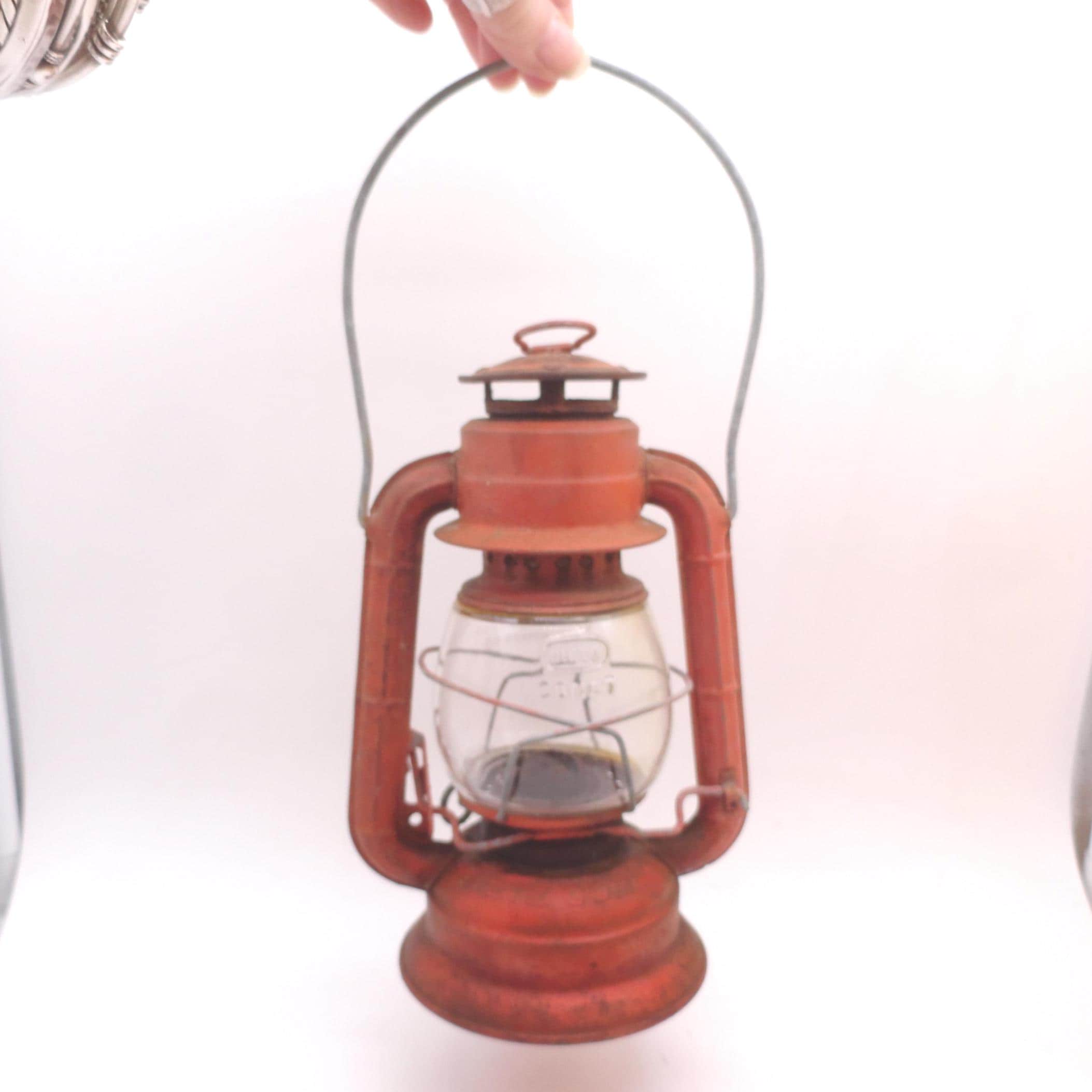 Vintage Dietz Comet Lantern, Small, Faded Red, Hanging, Indoors