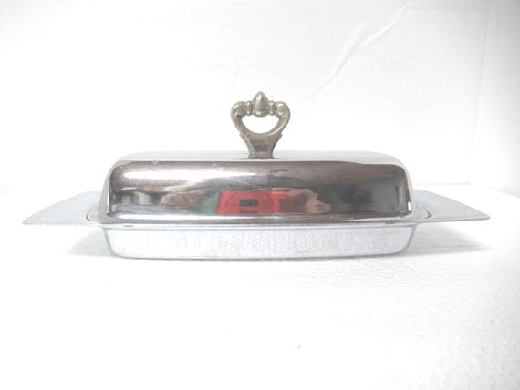 Vintage Silver Metal Butter Dish With Glass Insert, 1950s-60s, Kromex - Etsy