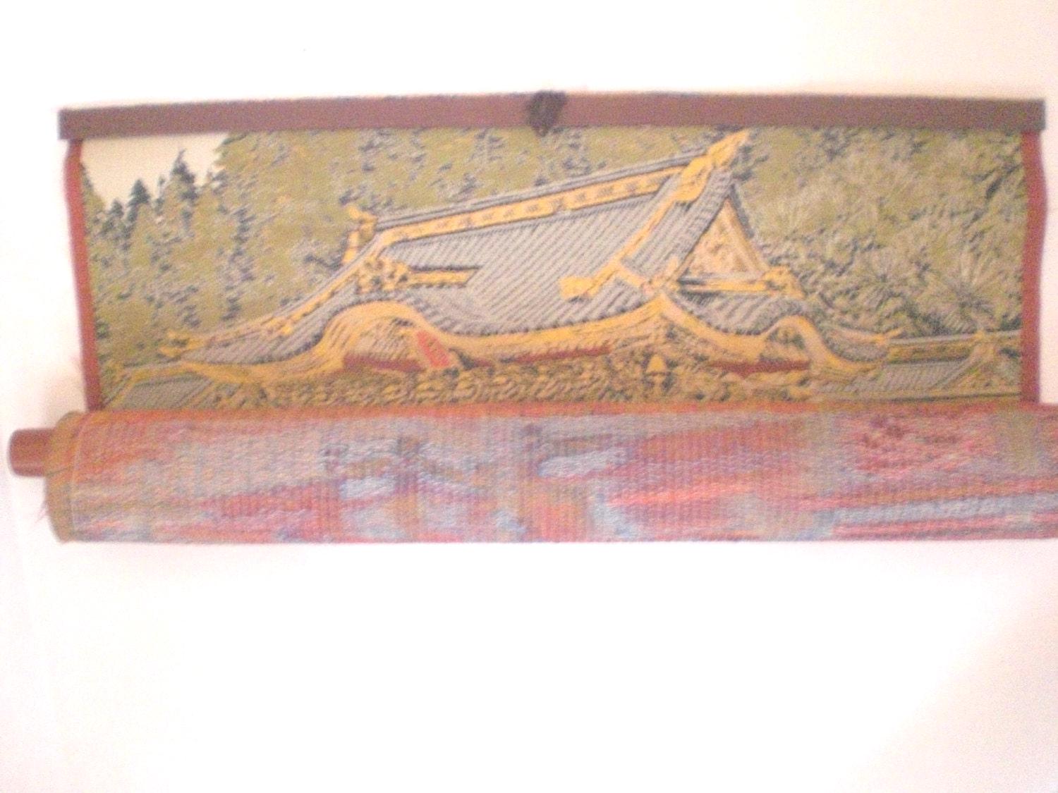 Vintage Authentic Japanese Calendar 1966 Embroidered Red