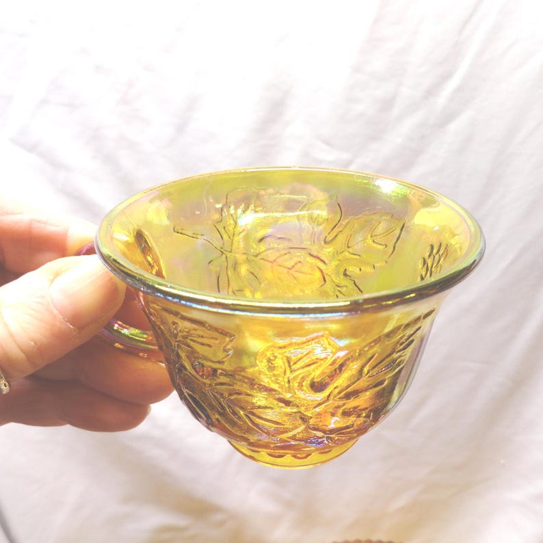 Vintage Indiana Glass Harvest Punch Bowl Set, Carnival Glass, No Ladle image 7