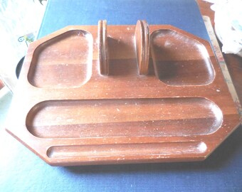 Vintage Men's Wooden Valet for Dresser, Compartments, Wallet, Change, Watch