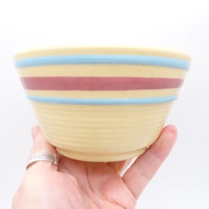 Vintage Small Mixing Bowl Choice, Striped Watt No.5, Pink Ceramic, Kitchen Display, 1930s-50s Watt Striped