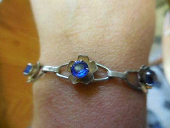 Vintage Women's Sterling Silver Bracelet Blue Pro… - image 1