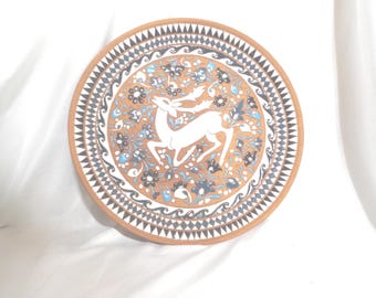 Vintage Greek Ceramic Wall Plate, Rhodes Dakas Decor, Handmade