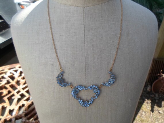 Vintage Women's Light Blue Rhinestones Necklace S… - image 4