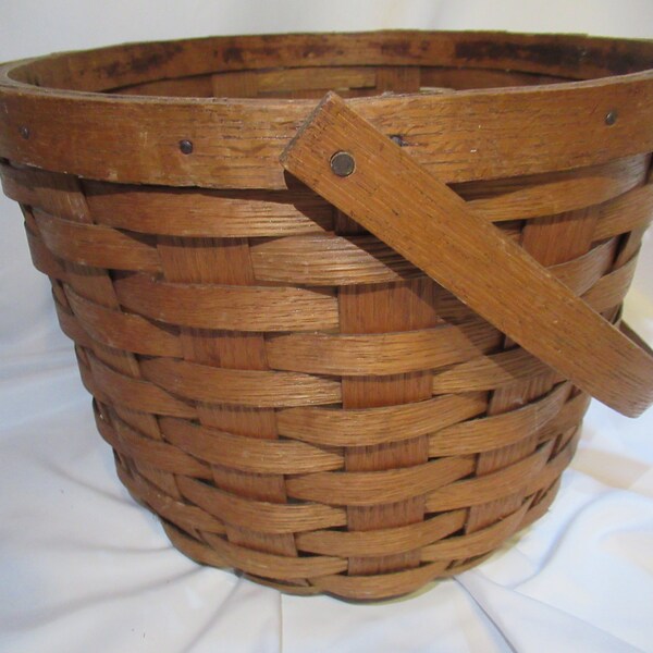 Large Flat Basket With Handle Etsy