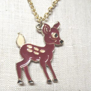 Vintage Little Girl’s Disney Necklace Choice’: Snow White, Minnie Mouse, Bambi, Gold Tone, 1970s image 7