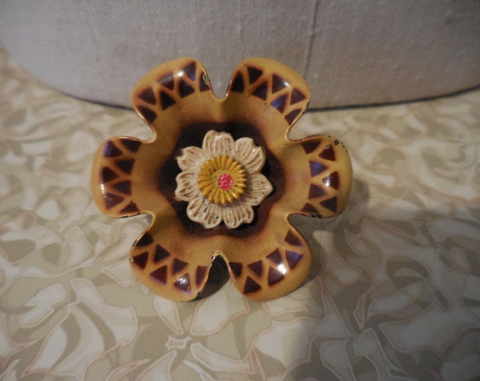 Vintage 1940s 1 Brown and Gold Enamel Curtain Tie Back Pins Etsy