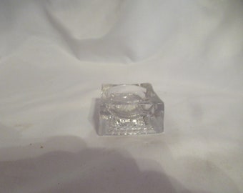 Vintage 1940s to 1960s Clear Glass Square Salt Cellar Salt Dips Repurpose Reuse Recycle Glass Project Dining Collectible Round Inside Retro