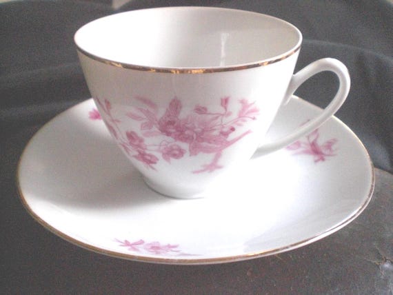 Vintage Cornelia Loucky Carlsbad Teacup & Saucer Set Czech. White