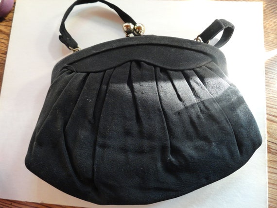 Vintage Women's Garay Small Black Fabric Purse Rh… - image 5