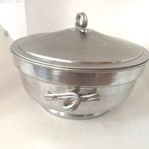 Vintage Italian Aluminum Lidded Dish with Handles, Ice Holder, Hammered Look, 1960s