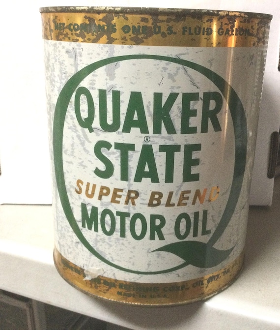 Vintage Quaker State Can, Motor Oil, Gallon, Bottom Cut Out, 1950s