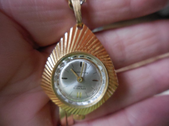 Vintage Women's Gold Tone Watch Necklace Antimagn… - image 2