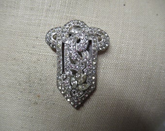 Sparkling 1930s Vintage Pair of Art Deco Clear Diamante Dress Clips