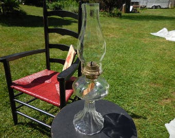 Vintage P & A Hurricane Oil Lamp, Clear Glass, Farmhouse Decor