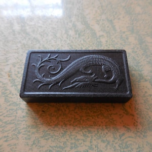 Vintage Halsom Dragon Domino Single Black Embossed Game Piece Repurpose Reuse Recycle 1950s to 1970s (1) One Domino