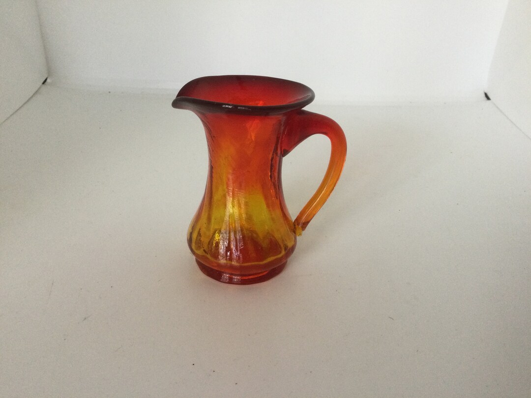 Vintage Yellow to Orange Glass Small Pitcher Decor Orange & Etsy