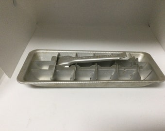 Vintage Ice Cube Tray Magic Touch Spil-Gard Silver Tone Aluminum Ice Maker Retro Kitchen Large Cubes Metal Freezer Tray