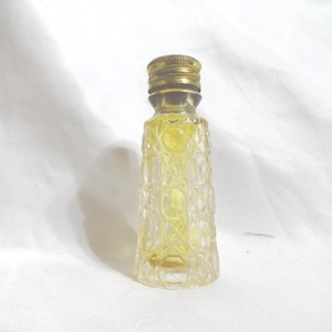 Vintage Irice Perfume Bottle Tiny Cut Glass Clear Gold Tone Cap 1950s 1960s
